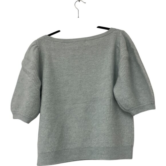 Boden Womens Sweater Large L Light Blue Puff Sleeve Knit Wool Blend K0648 NWT - Picture 4 of 11